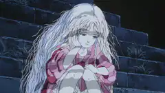 anime girl sitting on stairs