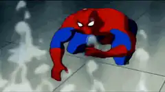 Spider-Man frozen in ice