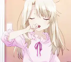 anime girl brushing teeth