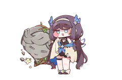 chibi ruu with rock