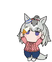 Chibi horse girl eating ice cream