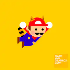 Raccoon Mario flying with clouds