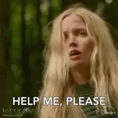 Blonde woman says help me please