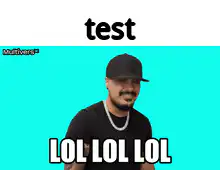 Man laughing with LOL text