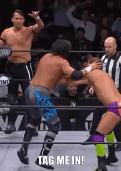 Wrestler tags in teammate