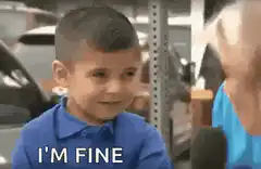 Boy crying I'm fine