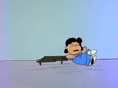 Lucy van Pelt sliding on a jack