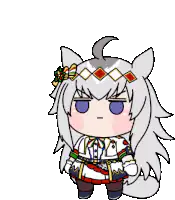 Chibi character with white hair and animal ears