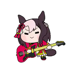 chibi horse girl playing guitar