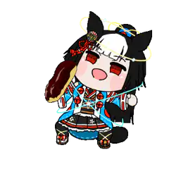 chibi character eating chocolate donut