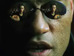 Morpheus and Neo reflection in sunglasses