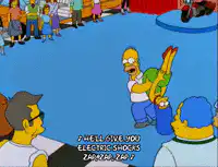 Homer gives electric shocks to a man