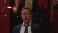 Barney Stinson cheering with confetti