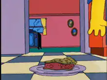 Homer Simpson drops pie on floor