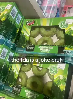 Mountain Dew Dunker Donuts with FDA caption
