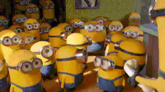Minions shocked by a banana