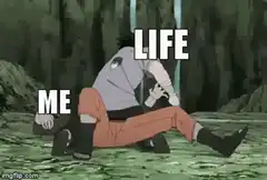 Naruto punching Sasuke labeled Life and Me