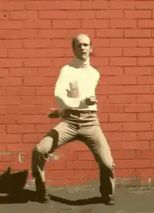 Man doing the running man dance