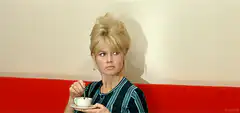 Brigitte Bardot sipping tea