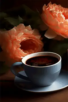 Coffee cup with peonies