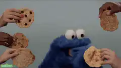 Cookie Monster eats cookies