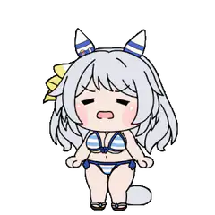 chibi shiroko swimsuit blush