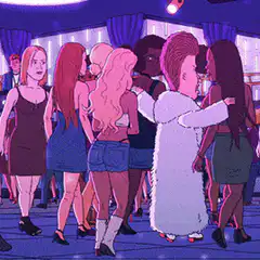 Beavis and Butt-Head dancing at a club