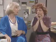 Two women reacting with shock
