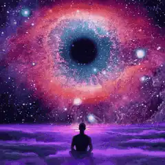 Silhouette gazing at cosmic eye