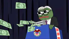 Sad Pepe printing money