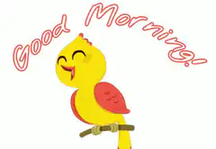 Happy yellow bird saying good morning