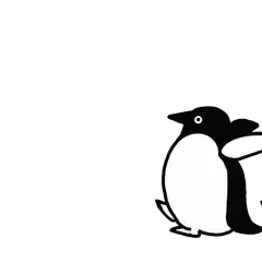 Two cartoon penguins walking