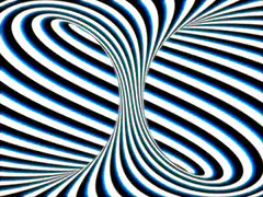 Blue and black striped optical illusion