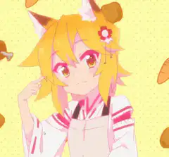 Anime fox girl pointing at head