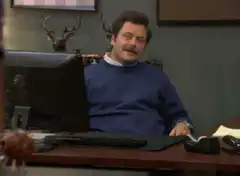 Ron Swanson gives a thumbs up