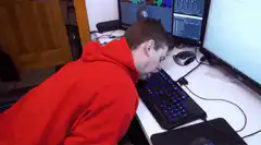 guy sleeping on keyboard