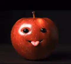 Apple with face explodes