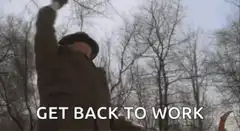 Old man with scythe get back to work