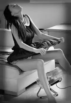 woman relaxing with heater