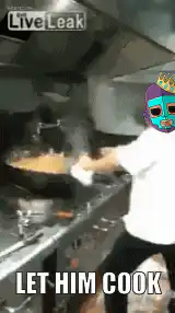 Chef flipping food with fire LET HIM COOK