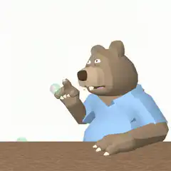 3D Bear Juggling Bubbles