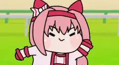 Chibi pink-haired girl dancing