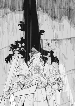 Knight in rain with sword