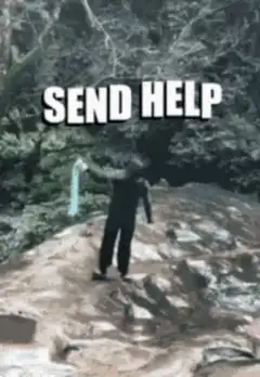 Person waving frisbee send help