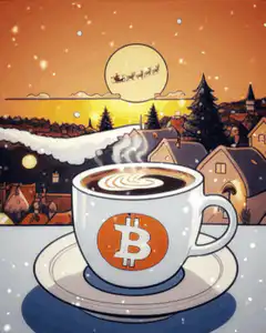Bitcoin Coffee Christmas Scene