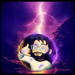 Bearded man emoji with lightning