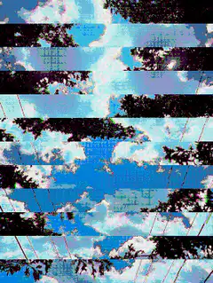 glitchy sky with trees