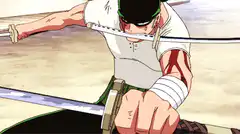 Zoro fights Mihawk with three swords