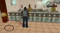 CJ peeing in Burger Shot