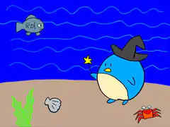 blue bird wizard turns fish red